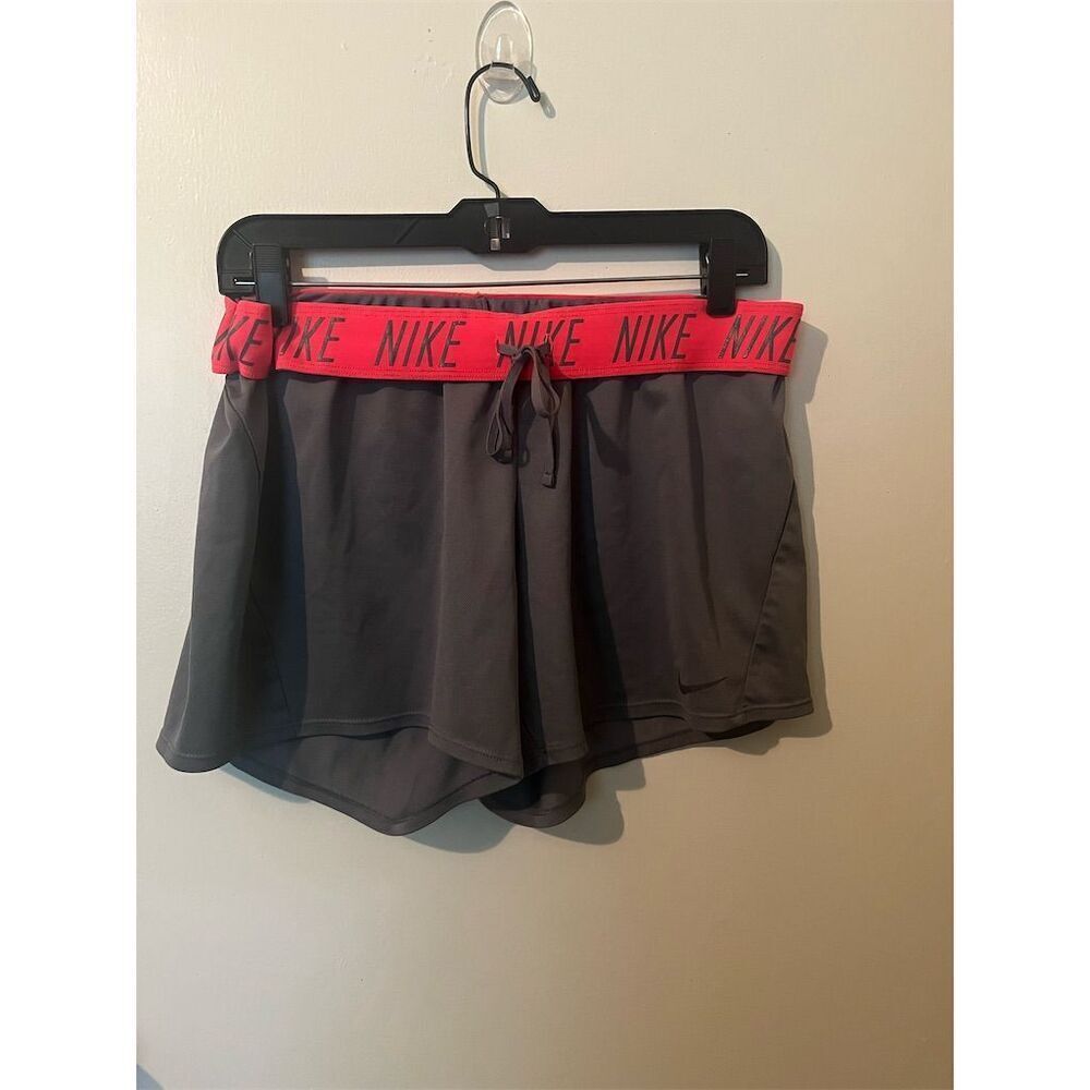 Nike‎ Women's Dri-FIT Athletic Shorts Gray/Pink Gym Running Yoga Size Large